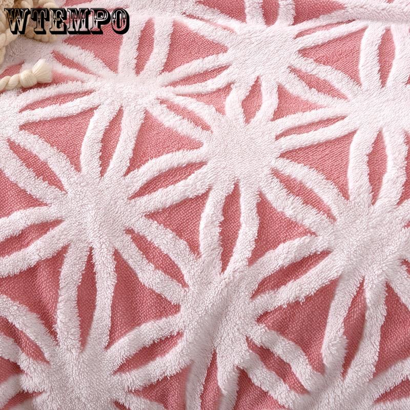Bed Bedspread Winter Warmth Thickening Three-dimensional Double Layer Comfort Cotton Wool Jacquard Blanket Lamb Wool Blanket Home Textile Bedspread