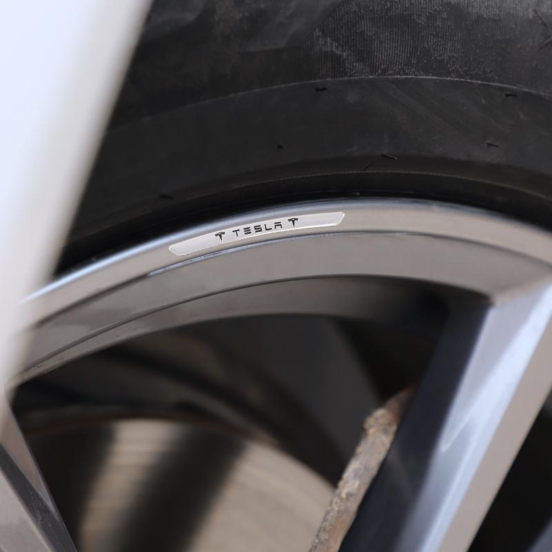 AAAIF1 4pcs Aluminium Alloy Car Wheel Hub Stickers  for Tesla Model 3 Highland 2023 Model S Model X Model Y