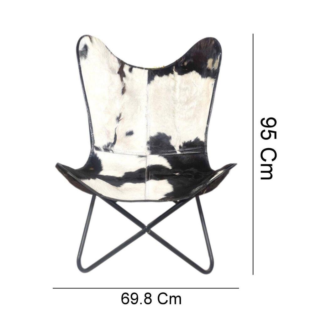 Arm Chair - Black & White Leather Relaxing Chair –Leather Butterfly Chair
