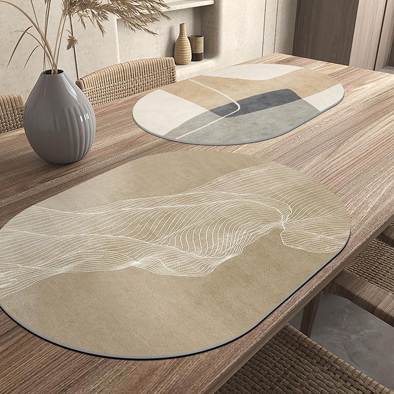 PU Leather Oval Placemats Nordic Style Waterproof Oilproof Table Mats for Home Kitchen Coffee Bar Decoration