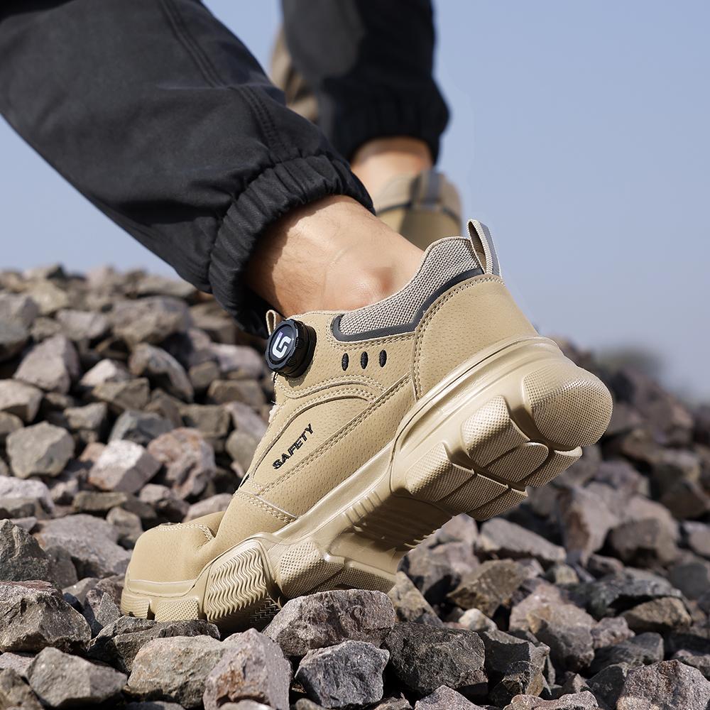 New Security Men's  Shoes Rotating Button Work Boots Waterproof Steel Toe Shoes Puncture-Proof Work Shoes Sneakers Indestructible Shoes