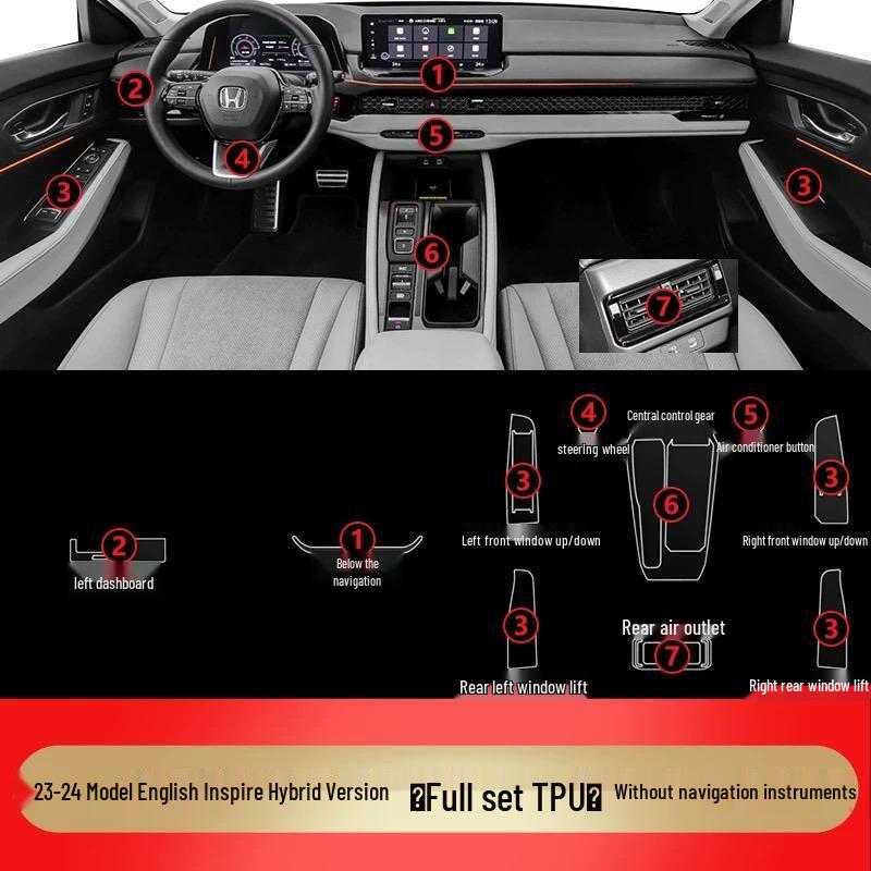 Honda Inspire Interior Protection Film for Center Console & Dashboard Decoration