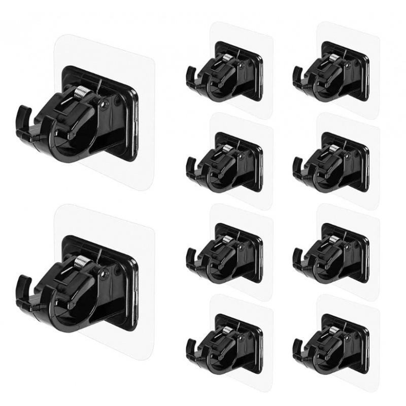 Adhesive Curtain Rod Hooks & Brackets - No-Drill Telescopic Crossbar Clips for Door & Clothes Rack