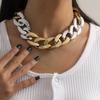 Exaggerated Punk Geometry Single-Layer Men'S And Women'S Necklaces, Fashion Trend Mixed Color Thick Chain Necklaces