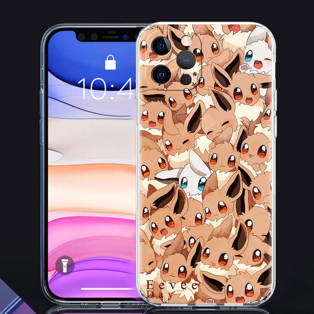 

Прозрачный чехол для Apple iPhone 13 11 14 Pro Max 12 Mini, мягкий чехол для телефона XR SE 2020 7 8 Plus X XS 6 6S в форме ракушки аниме Pokemon Eevee iPhone 6 6S