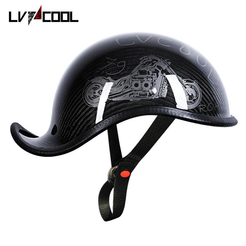 Motorcycle Carbon Fiber Helmet Male Harley Ladle Helmet Female Retro Motorcycle Half Helmet Electric Car Half Helmet Half Cover