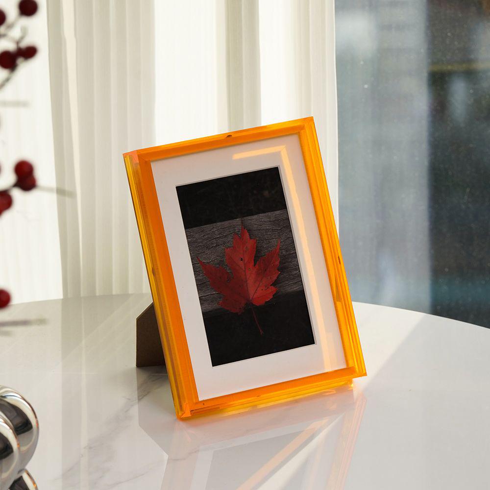 Acrylic Neon Picture Frame Desk Bright Full Colored Decorative Photo Frame for Home Office Bedroom Tabletop Gallery Display
