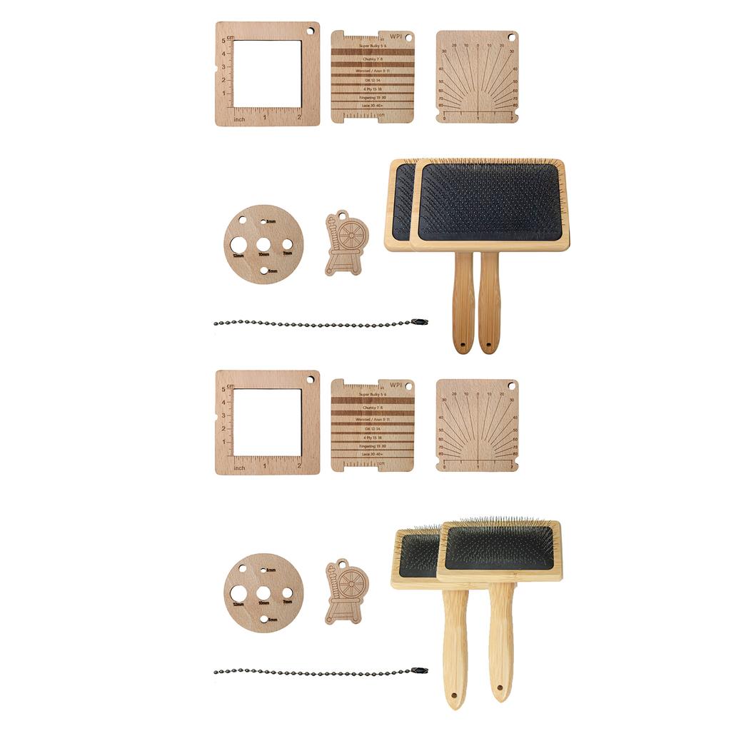 Wood Knitting Yarn Gauge Ruler Wool Carders Knitting Gauge Knitting Ruler Tool Set for Measuring Knitting Crocheting