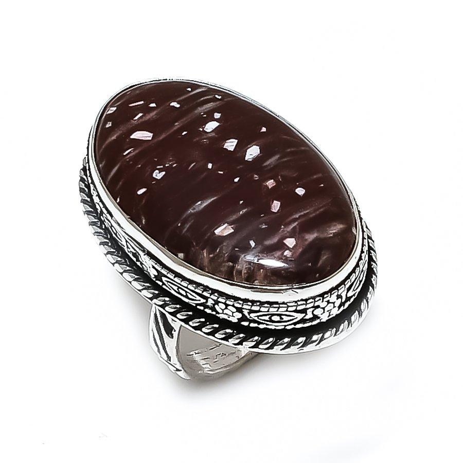 Poppy Jasper Gemstone Handmade 925 Steling Silver Gift Jewelry Ring Size 7 u4k02
