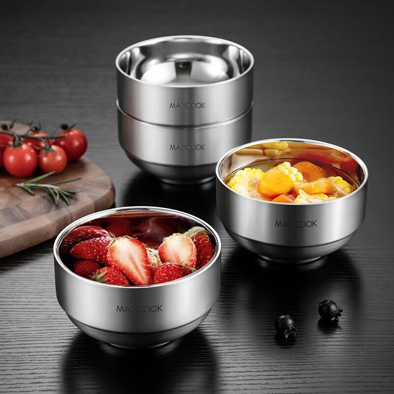 MAXCOOK 304 Stainless Steel Double-Layer Insulated Bowl