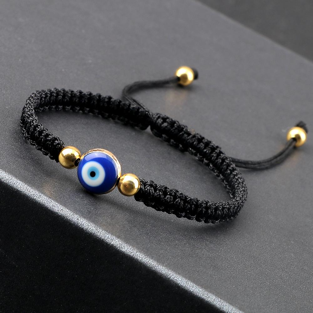Ethnic Pearl & Evil Eye Cartoon Friendship Bracelet - Handmade Woven String