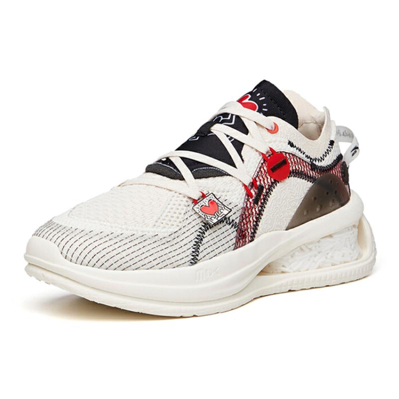 Keith Haring X Anta Zero Dimension Non-slip Wear-resistant Shock Absorption Low-Top Casual Shoes Women's White Red Sneakers