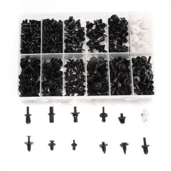 350 Clips Car Body Plastic Push Pin Rivet Trim Moulding Kit 12 Model Black Rivet