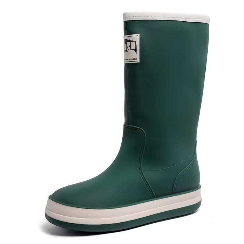 Mode Regenstiefel Herren und Damen Hohe Stiefel Outdoor Camping Watstiefel Kordelzug Angelschuhe Rutschfeste Wasserdichte Überschuhe