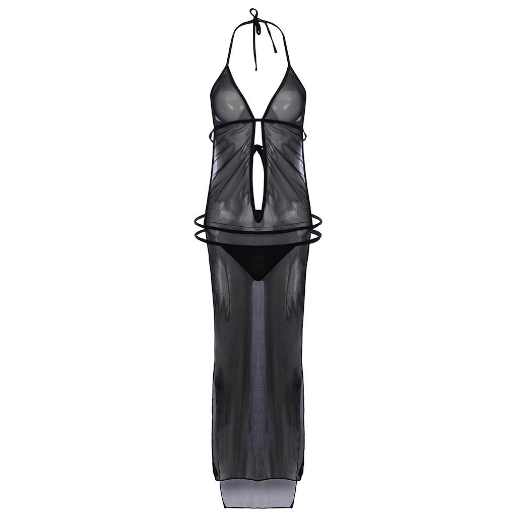Женское сексуальное нижнее белье Babydoll Sleepwear Underwear Long Dress Nightwear + Briefs