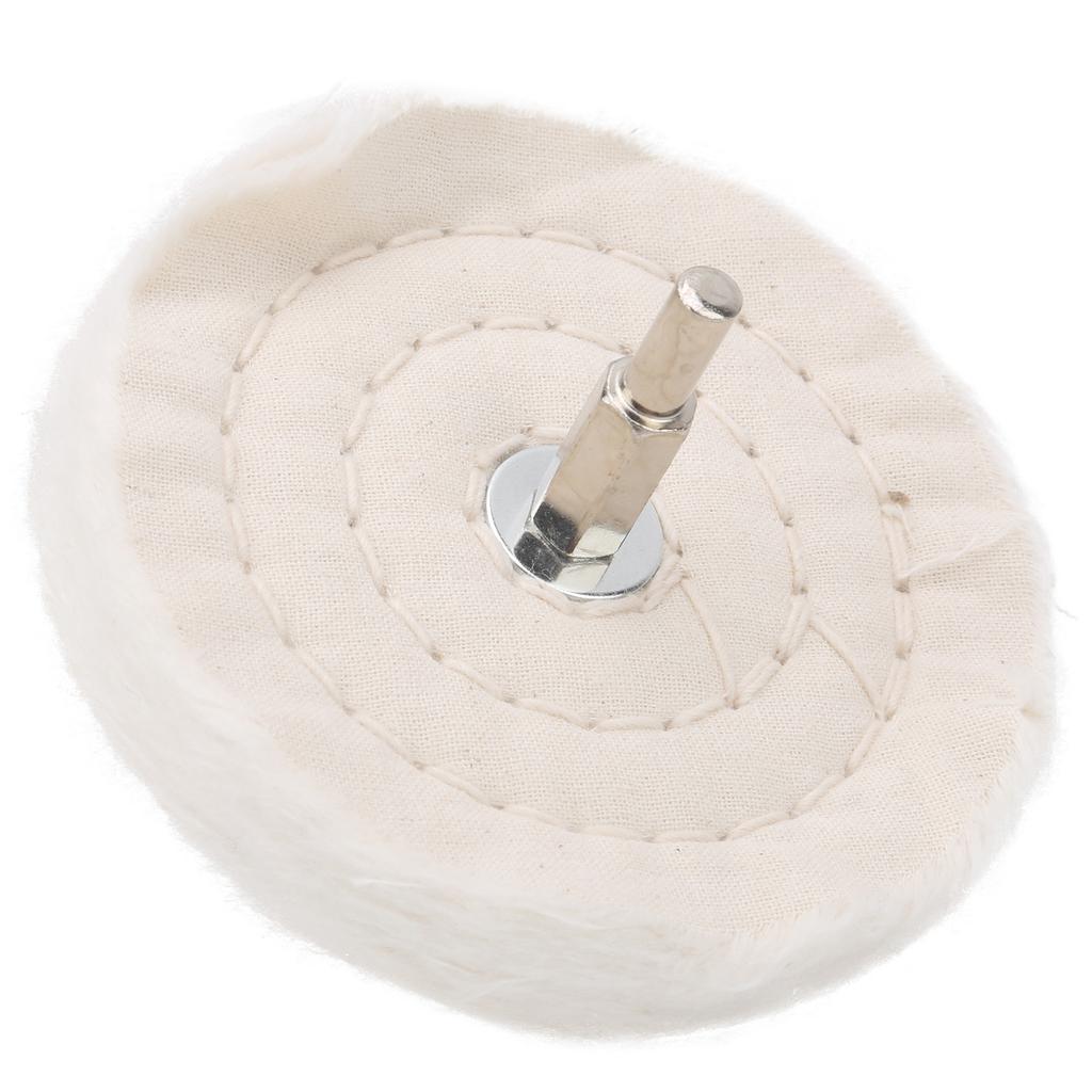 Weißes Poliertuchrad Flachtyp Baumwolle Spiegeloberflächenschleifwerkzeuge mit Griff 100 mm