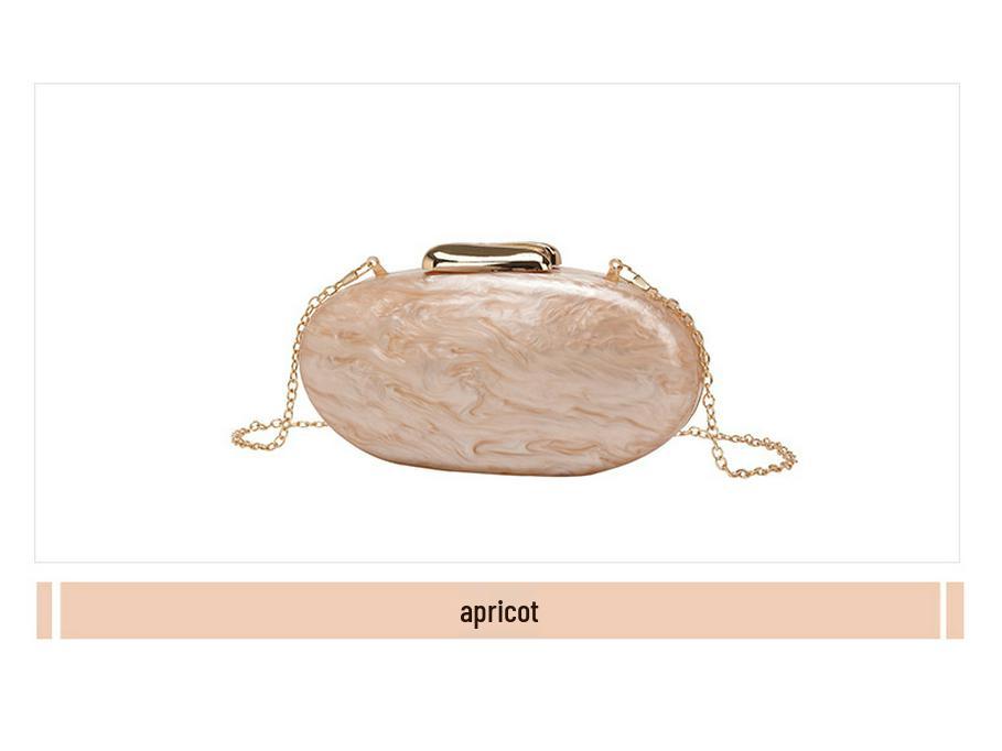 2024 Women's Oval Shell Acrylic Evening Bag with Chain Strap