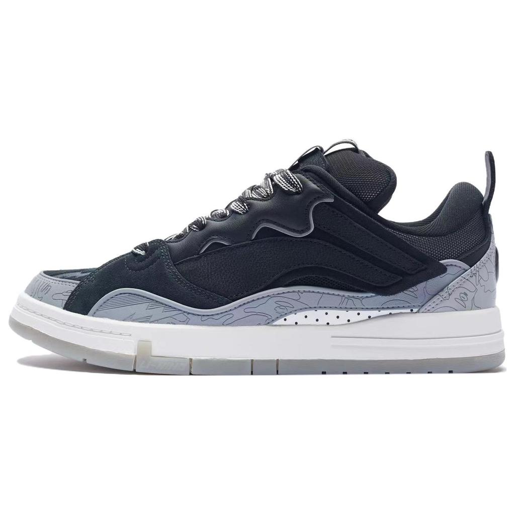 Aape X Li Ning Golden Comfortable Versatile Non-Slip Shock Absorbing Durable Lightweight Low-Top Skate Shoes Men Skate Shoes Black Gray AECS087-1
