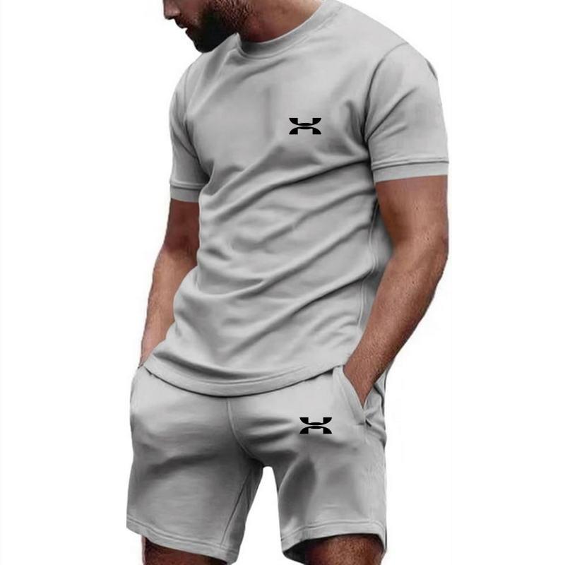 Men's Sportswear Short Sleeved T-shirt and Sports Shorts Summer Casual Jogging Pants Set Men's Two-piece Set