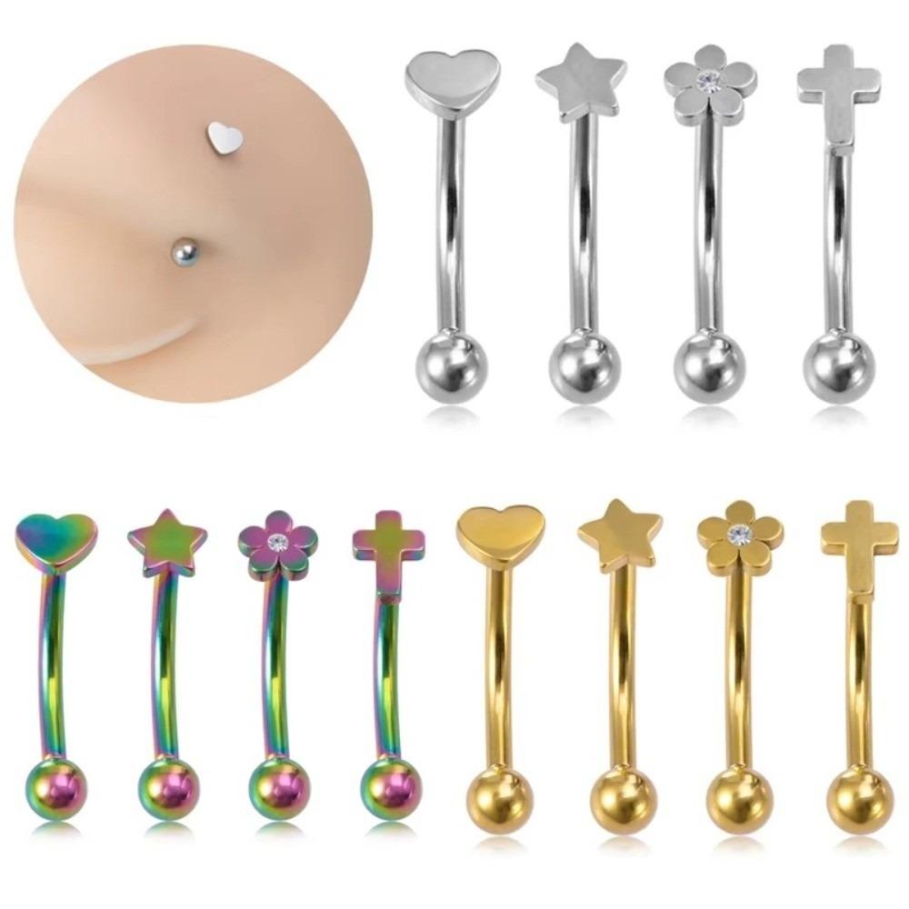 Star Curved Eyebrow Sticks Stainless Steel Punk Body Jewelry All-gender