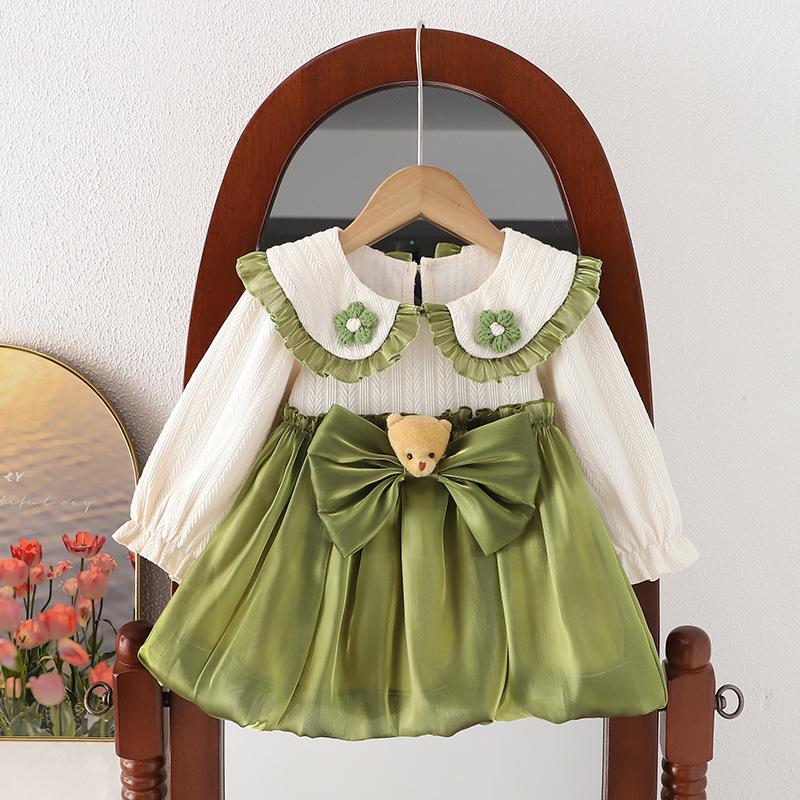 Hui Ai Girls’ Princess Dress: Autumn 2023, Spring/Fall Style, Kids' Fake Two-Piece