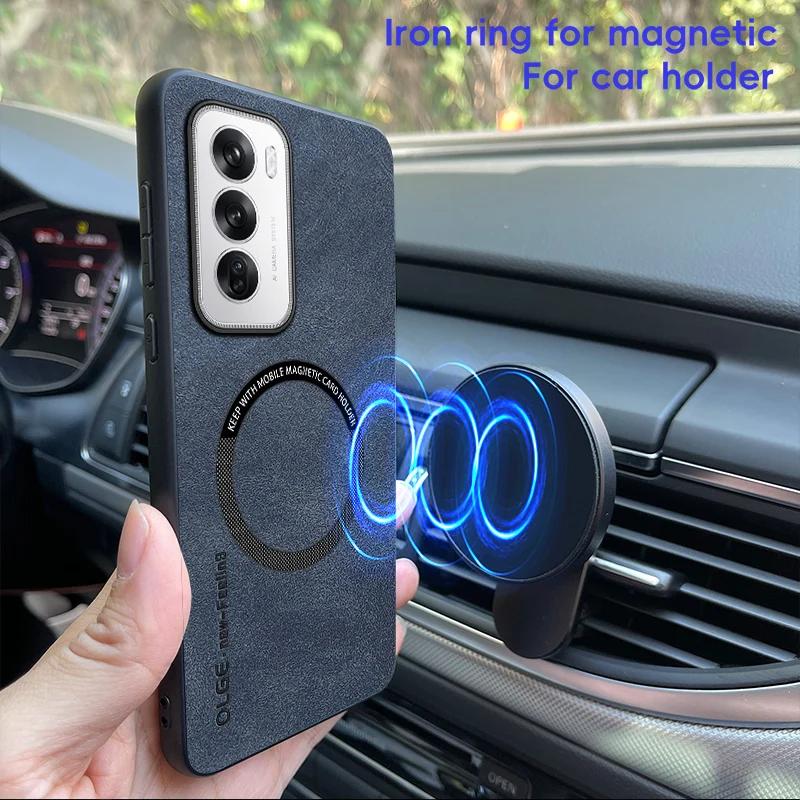For OPPO Reno 12 12 Pro Fine Hole Sheepskin Magnetic TPU Soft Edge Anti-Drop Anti Fingerprint Phone Case