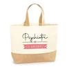 Sac jute - PLANETEE - Psychiatre en Vacances - Jute naturel imprimé - Poignées solides - Fabriqué en France