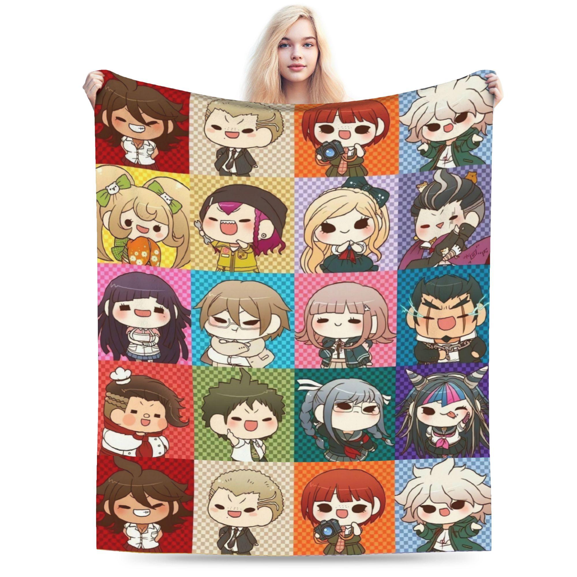 Jessica Chen Unisex Anime Danganronpa Kawaii Soft Warm Blanket Child Plush Bedding Throws Novelty Living Room Flannel Bedspread Sofa Bed Cover