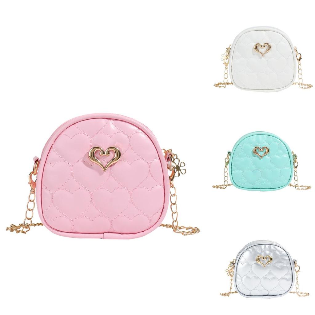 Childrens Mini Pu Chain Bag With Love Heart Decoration For Daily Use