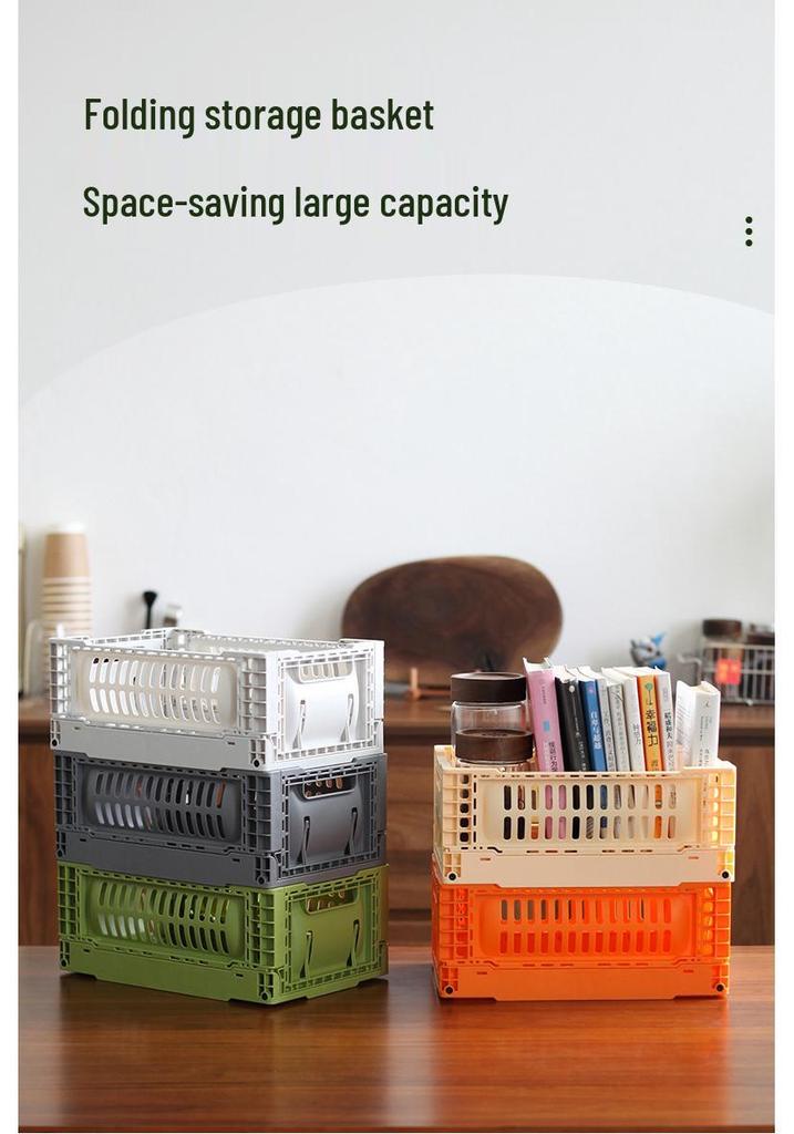 Foldable Industrial Style Plastic Storage Basket for Camping, Bathroom, Kitchen, and Sundries