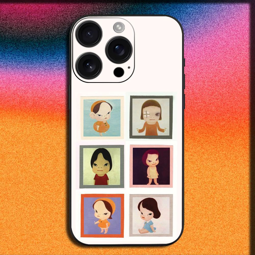 Japan Art Y-Yoshitomo Nara Phone Case For iPhone 16,15,14,13,12,11,Pro,XS,Max,XR,Plus,SE,Mini Soft Black Cover