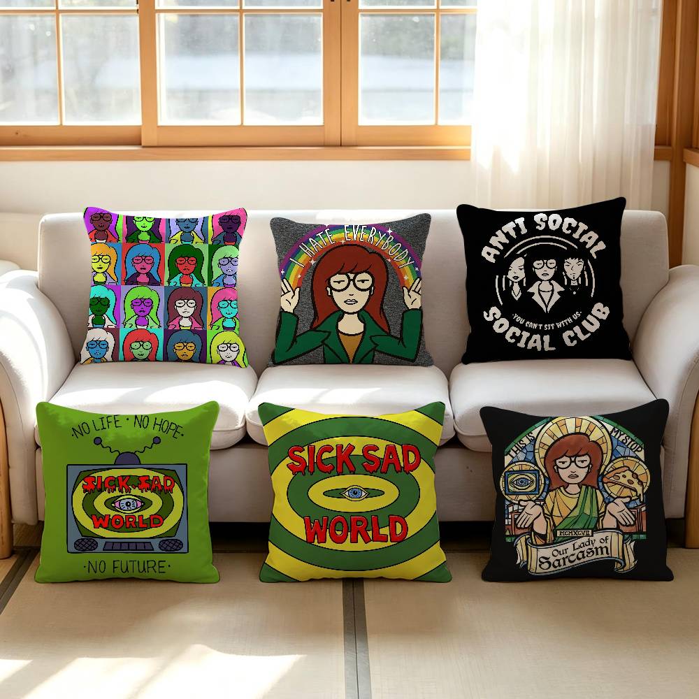 Cartoon Fashion Fashion Decorative Pillowcase Throw Cover D-Daria Pillow Case Cushion For Living Room Square Home Decor