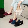 Fashion 2025 Spring Bowknot Flats Women Square Toe Ballerinas OL Ladies Office Dress Ballets Shoes Soft Velour Moccasines Femmes Loafers