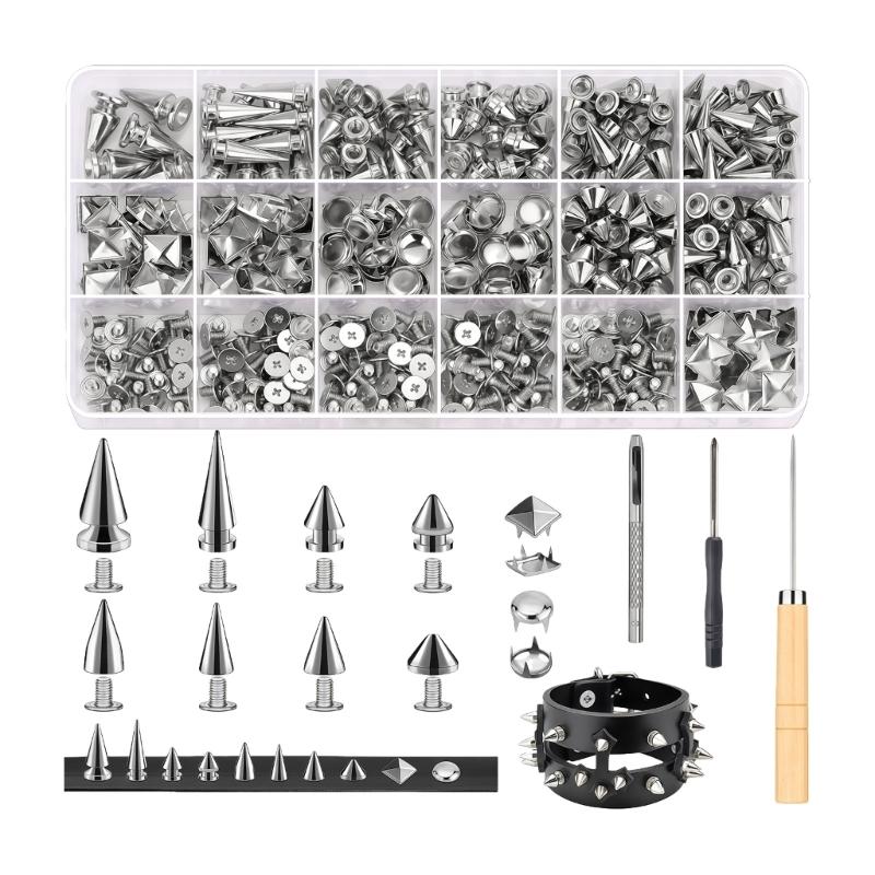 

Pack of 455 Alloy Rivets Set for Enthusiasts Featuring 10 Different Size Tool Included for Bag Repair 1 серебряный