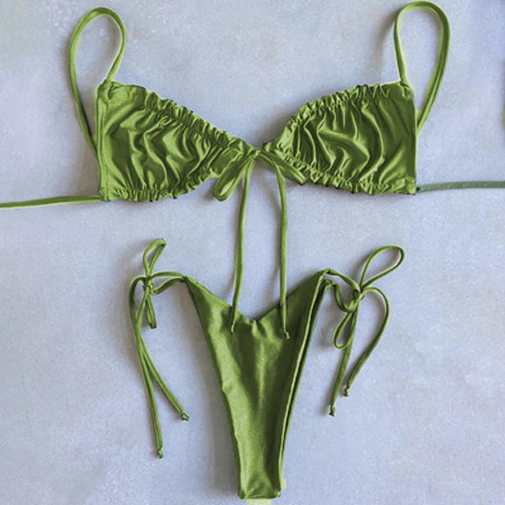 Women's Swimwear Colour Bikini Strappy Swimsuit Split Swimsuit Set