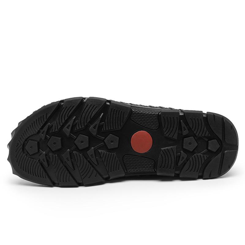 Summer Men's Leather Shoes Male Sandals Handmade Hollow Flats Quick Dry Wading Shoes