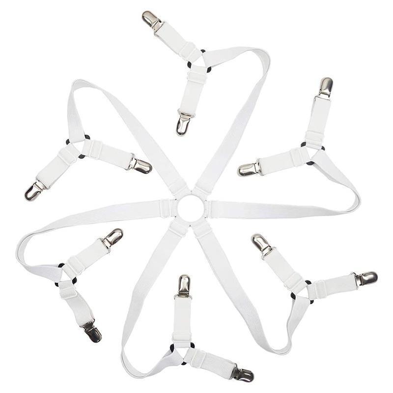 12 Clips Fixed Holder Adjustable Elastic Bed Sheet Holder Mattress Clip Fasteners Cover Blankets Non-Slip Fixing Strap Grippers Black/White