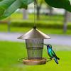 Bird Feeder with Rainproof Roof Metal Feeder Large Capacity Grain Storage Bin And Tray Feeder for Outdoor Garden Patio