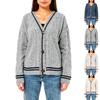 Women's Loose Casual Cardigan Arm Star Embroidery Knitted Jacket