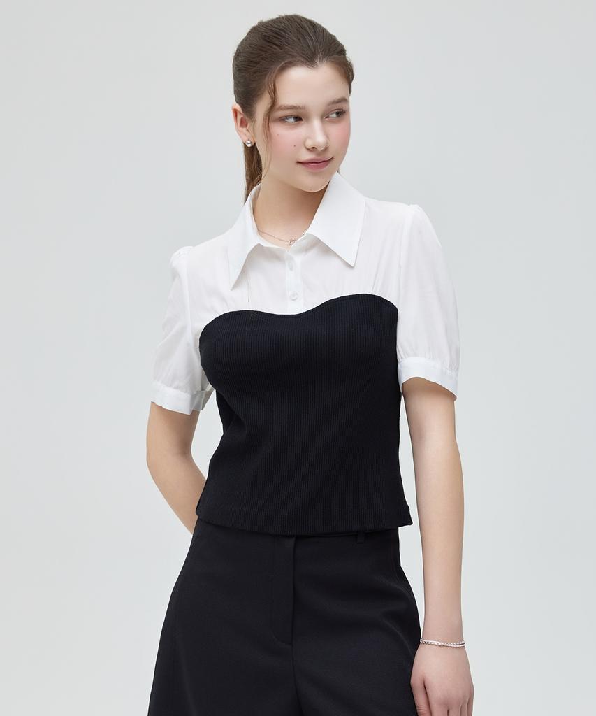 ROEM Bustier Matching Short Sleeve Blouse Rmblg25Nt5