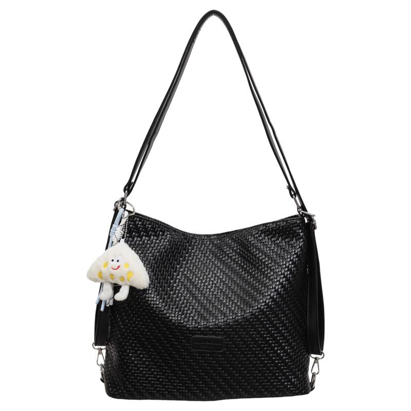 Fashionable Large-capacity Woven-pattern Bag for Commuting, Single-shoulder Crossbody Bag, Underarm Bag With pendant