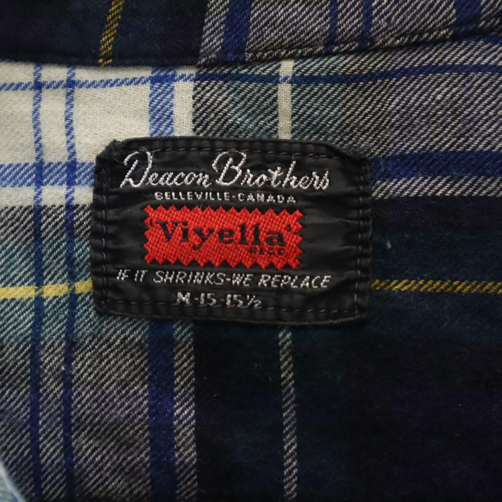 Deacon Brothers 60s 70s vintage Check Pattern Long sleeve Open collar shirt Men's Used