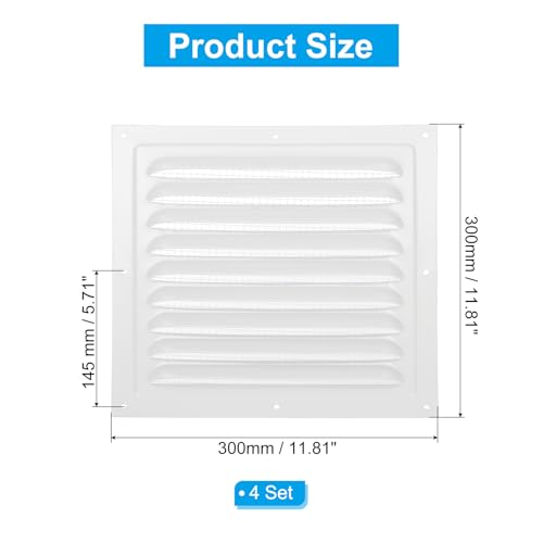 PATIKIL 300 X 300 Mm Aluminum Air Vent Covers for Natural Ventilation, Home Renovations, Bathrooms, Kitchens, and Wall-Mounted Home Use, Includes Scre