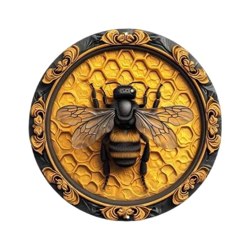Vintage Botanical Dragonfly Bee Themed Metal Tin Sign HighDefinition Metal Tin Sign D Flat Products Design with Enhanced D