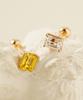 Minimalpiercing 14K Emerald-Cut Color Cubic Piercing Earrings