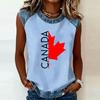 Sleeveless Pullover Casual T Shirt for Women Round Neck Loose Fit Printed Top with Raglan Sleeves and Contrast Trim