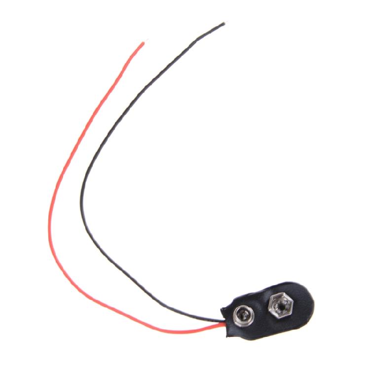 10 Pack 9V Battery Clip I Type Faux Leather Black Red Wires Leads Length 5.9"