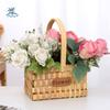 Rustic Style Handwoven Flower Basket with Handle Serving Basket Storage Basket Handmade Organizer Basket Home Organizer
