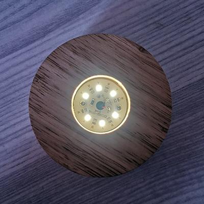 8Cm Round Wooden Led Light Dispaly Base Stand Holder 3D Table Night Lamp Base Glass Resin Art Ornaments