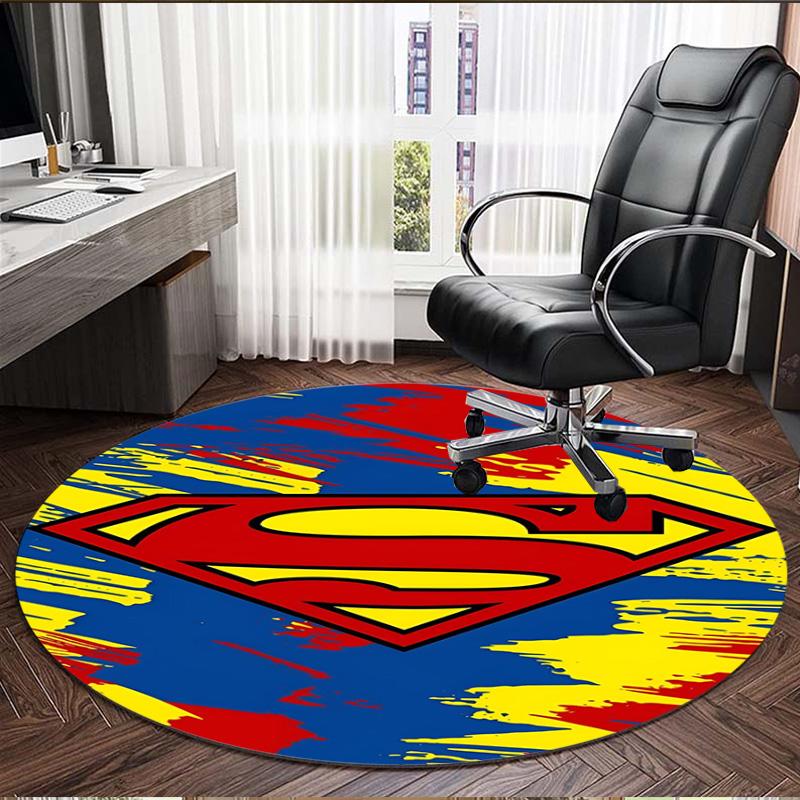 Superman Print Round Rug, Washable Floor Carpet, For Entryway Dorm Laundry Room Office Study, Home Decor Birthday Christmas Gift